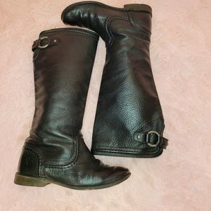 Frye Paige Trapunto Black Pebbled Leather Tall Riding Boots Women’s 5.5